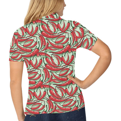 Chilli Pepper Pattern Print Design 04 Women's Polo Shirt