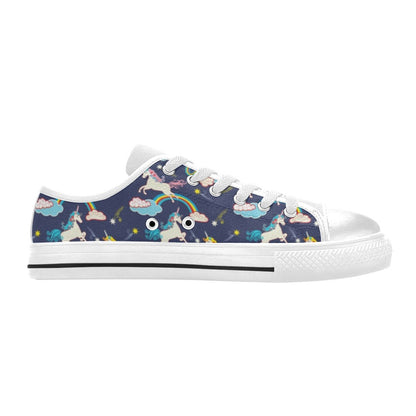 Unicorn Print Design LKS304 Women's White Low Top Shoes