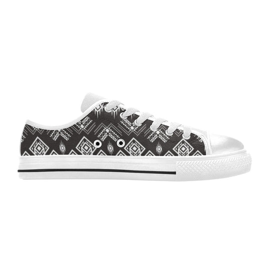 Tribal Pattern Print Design LKS304 Women's White Low Top Shoes