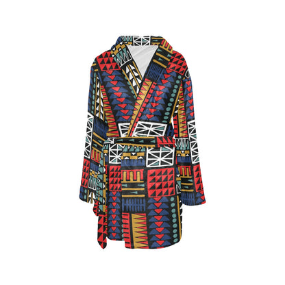 Kente Pattern Print Design 02 Women's Fleece Robe