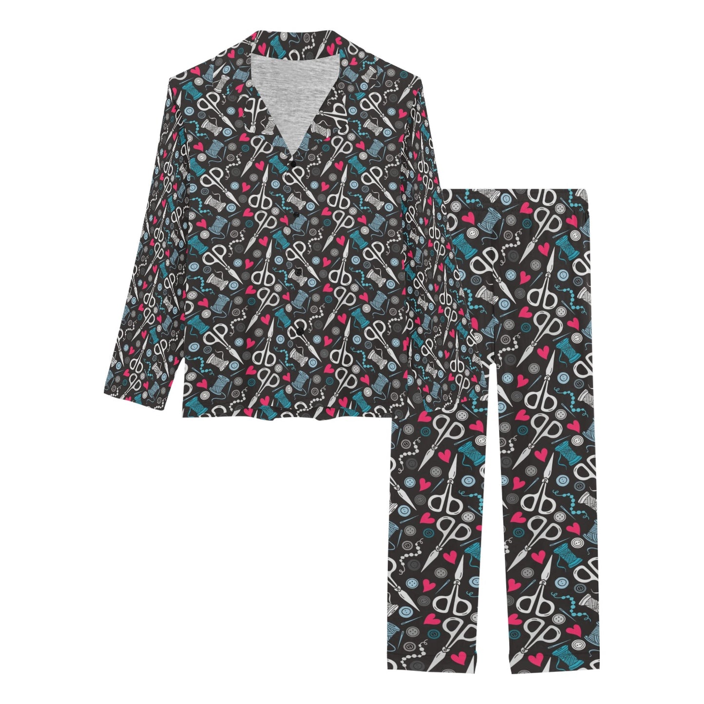 Sewing Equipment Print Design LKS305 Women's Long Pajama Set