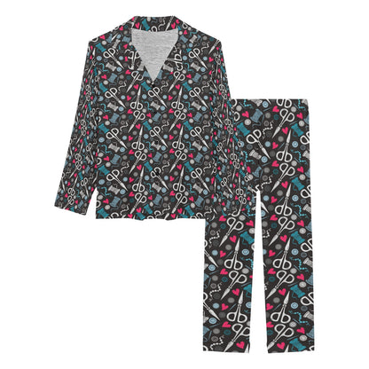 Sewing Equipment Print Design LKS305 Women's Long Pajama Set
