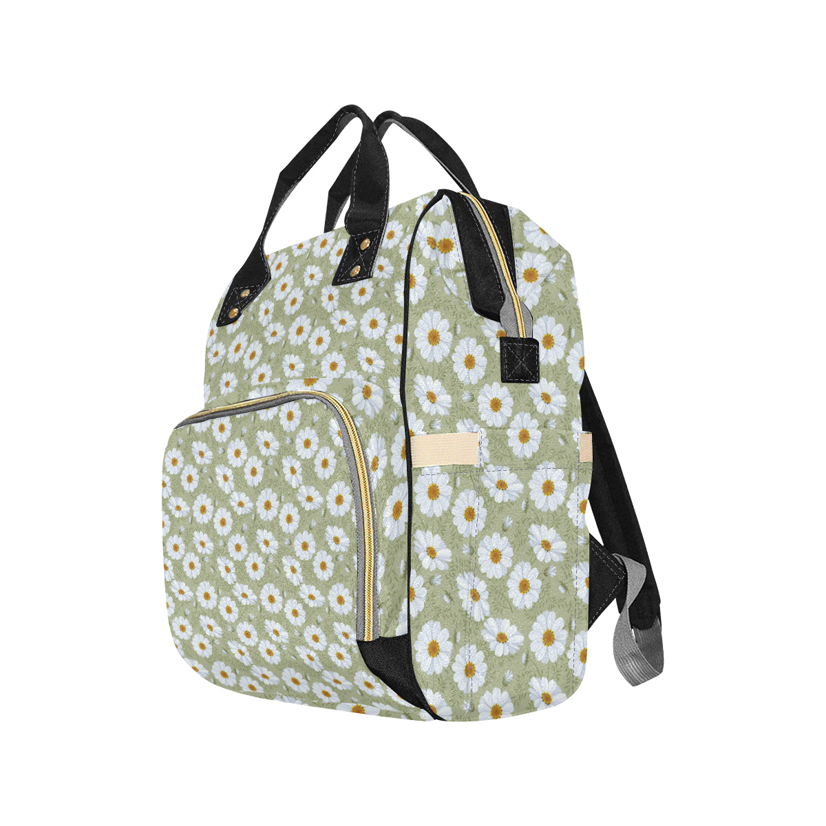 Daisy Yellow Print Pattern Diaper Bag Backpack