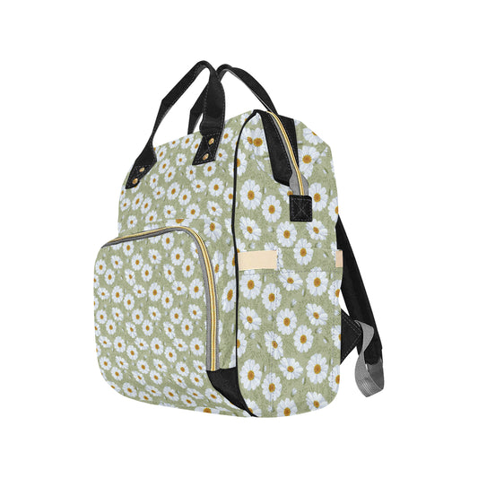 Daisy Yellow Print Pattern Diaper Bag Backpack