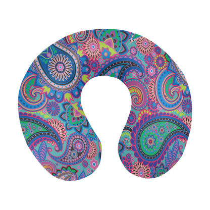 Paisley Colorful Pattern Print Design A02 U-Shaped Travel Neck Pillow