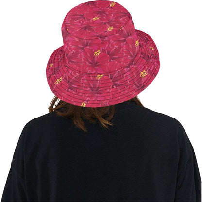 Hibiscus Red Pattern Print LKS308 Unisex Bucket Hat