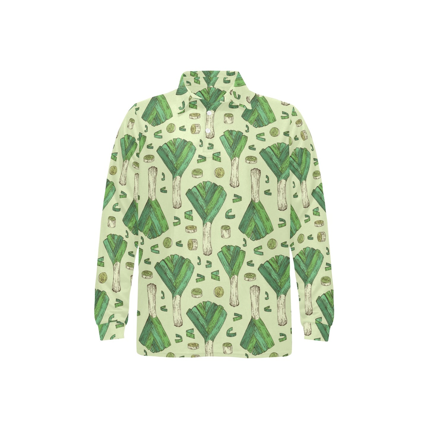Leek Pattern Print Design 04 Long Sleeve Polo Shirt For Men's