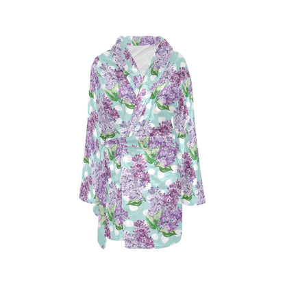 Lilac Pattern Print Design 02 Women's Fleece Robe