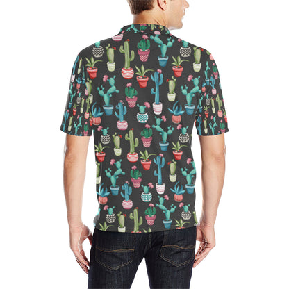 Cactus Pattern Print Design 02 Men Polo Shirt