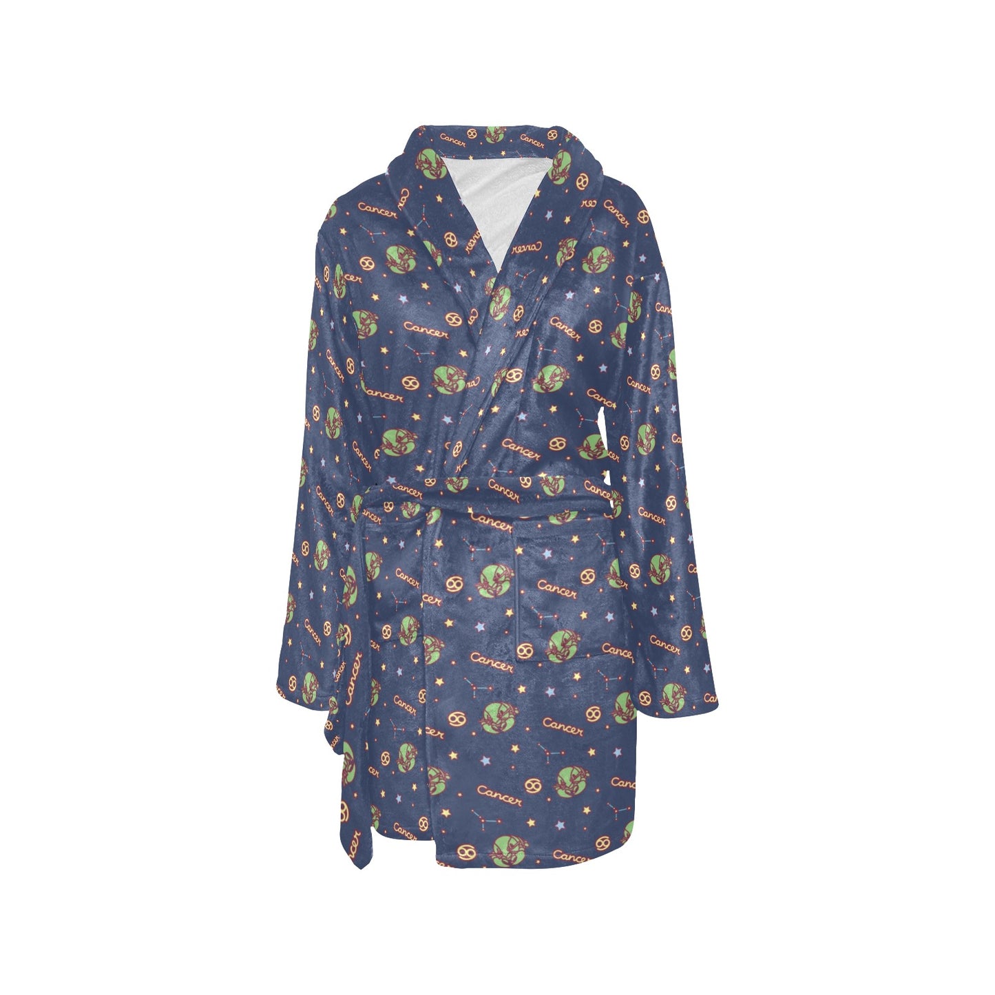 Cancer Zodiac Pattern Print Design 03 Women's Fleece Robe