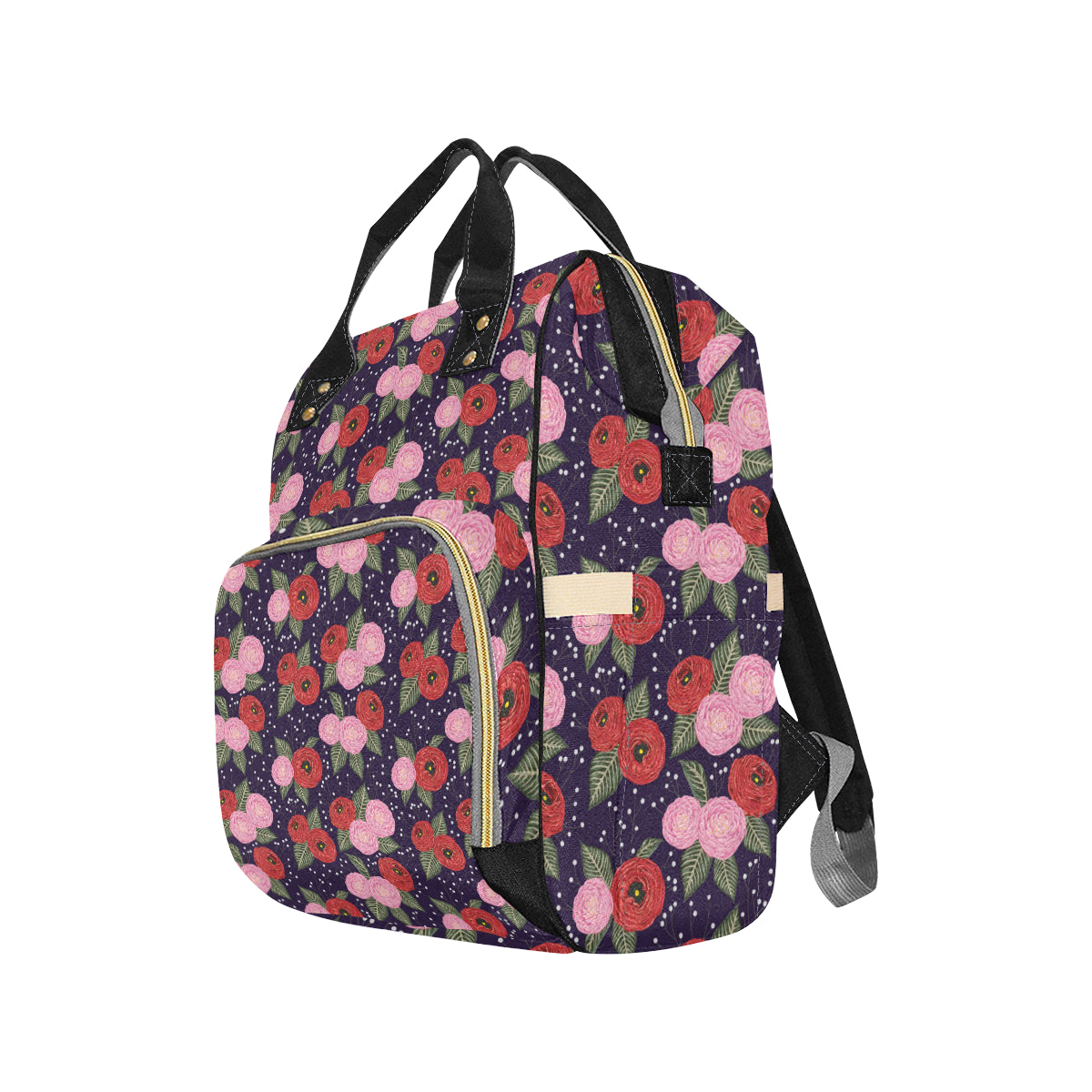 Camellia Pattern Print Design CM02 Diaper Bag Backpack