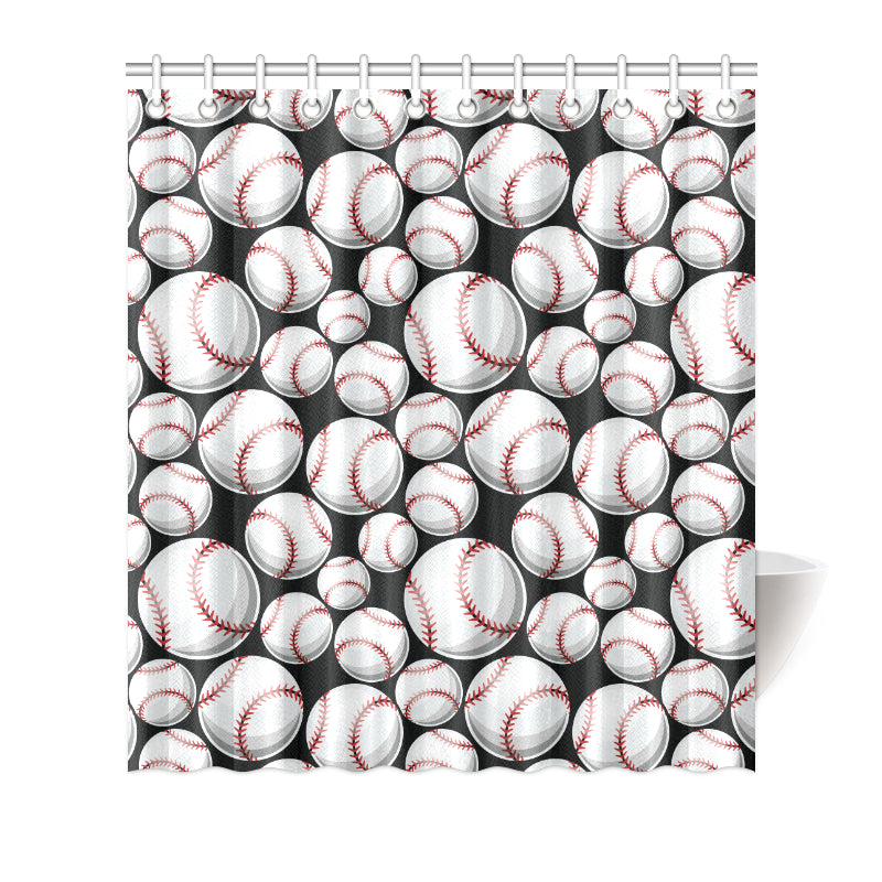 Baseball Black Background Shower Curtain