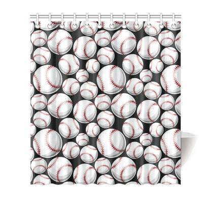 Baseball Black Background Shower Curtain