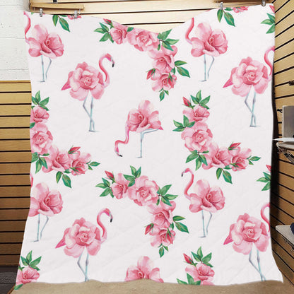 Flamingo Rose Pattern Premium Quilt