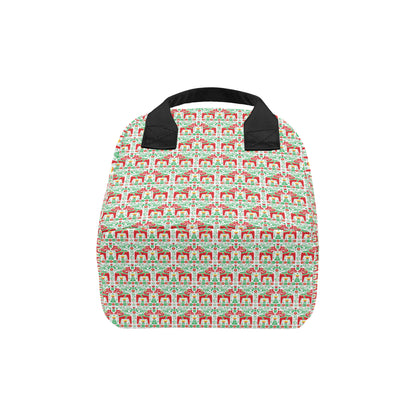 Swedish Dala Style Pattern Insulated Lunch Bag