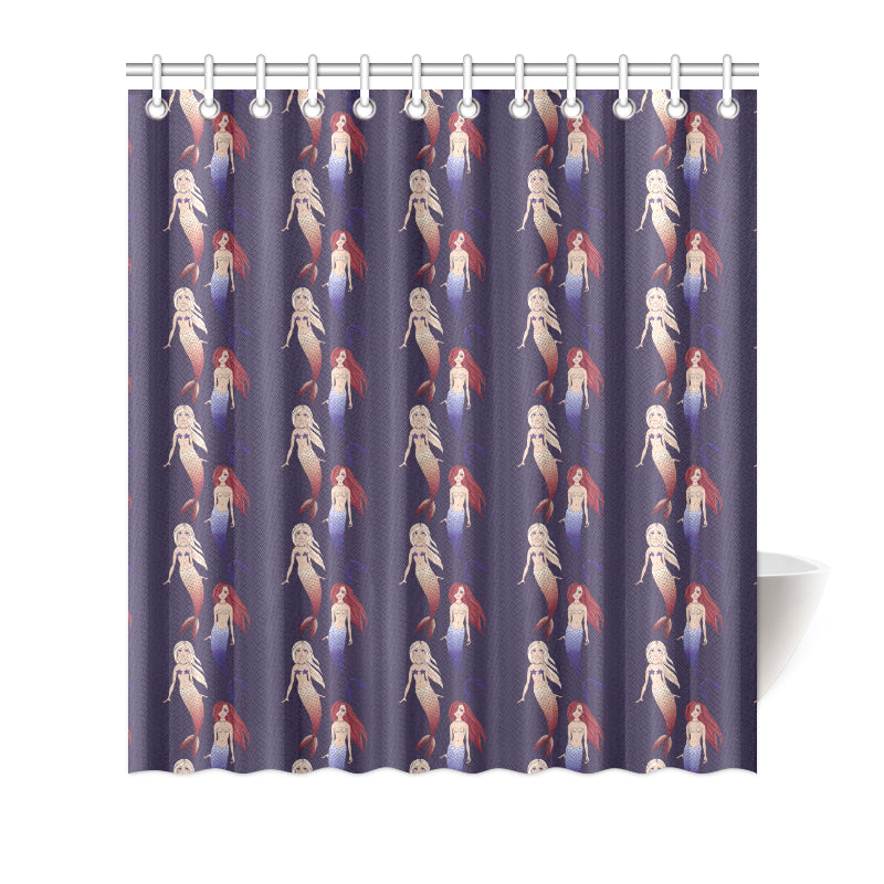 Mermaid Pattern Print Design 02 Shower Curtain