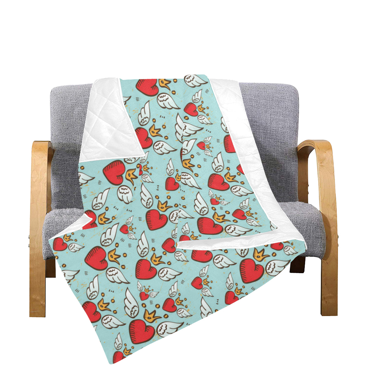 Angel Wings Heart Pattern Print Design 02 Premium Quilt
