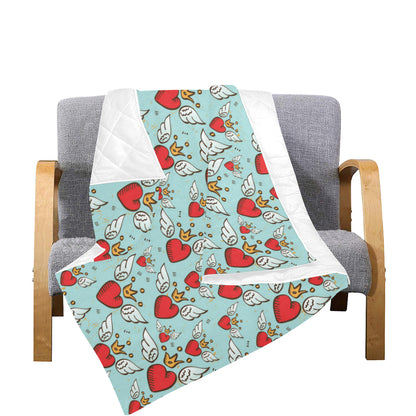 Angel Wings Heart Pattern Print Design 02 Premium Quilt