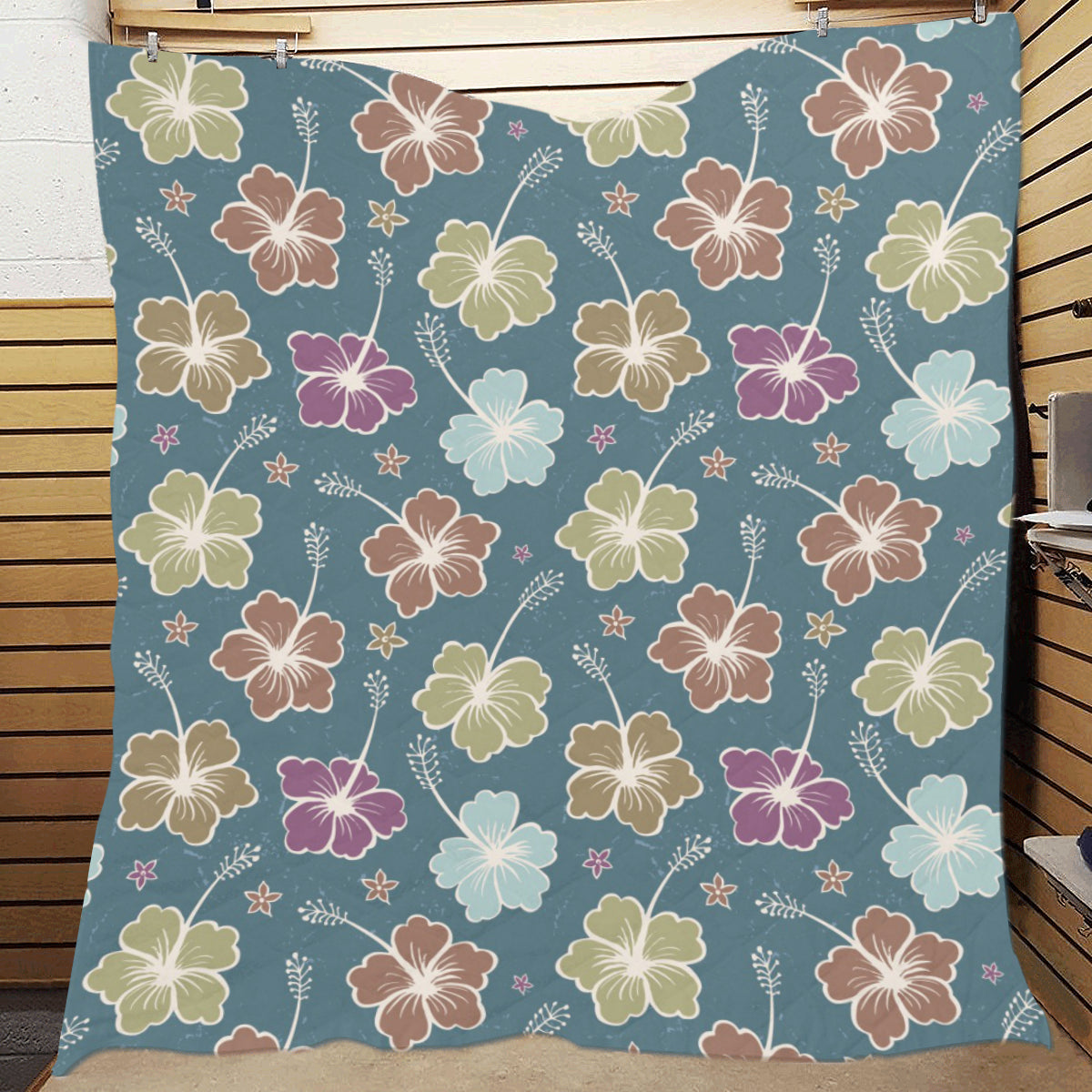 Hibiscus Pattern Print Design HB033 Premium Quilt