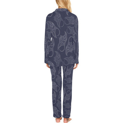 Manta Ray Pattern Print Design 01 Women's Long Pajama Set