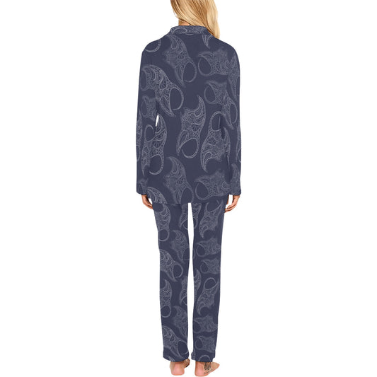 Manta Ray Pattern Print Design 01 Women's Long Pajama Set