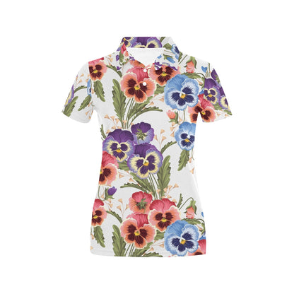 Pansy Pattern Print Design PS06 Women's Polo Shirt