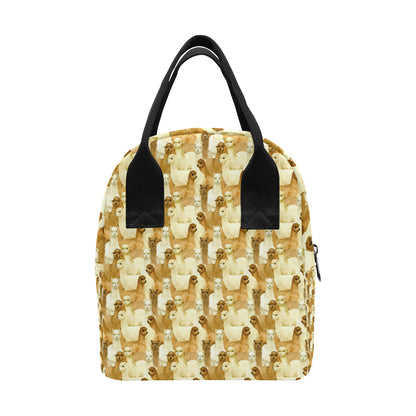Alpaca Watercolor Design Themed Print Insulated Lunch Bag