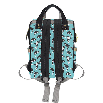 Whale Action Design Themed Print Diaper Bag Backpack