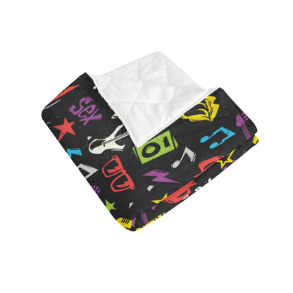 Rock and Roll Pattern Print Design A02 Premium Quilt