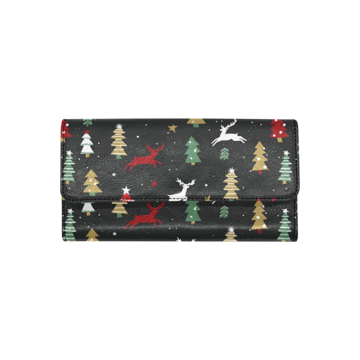 Christmas Tree Deer Style Pattern Print Design 03 Women's Trifold Wallet