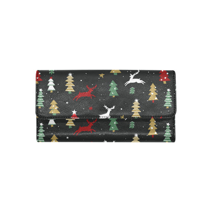 Christmas Tree Deer Style Pattern Print Design 03 Women's Trifold Wallet