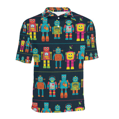 Robot Pattern Print Design A01 Men Polo Shirt