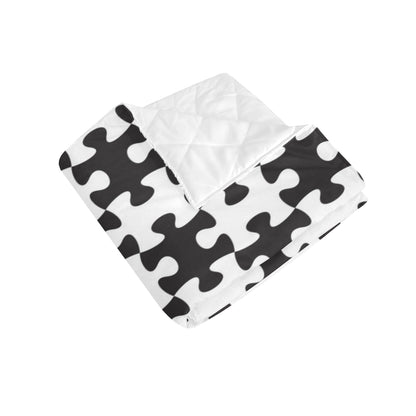Puzzle Black White Pattern Print Design A02 Premium Quilt