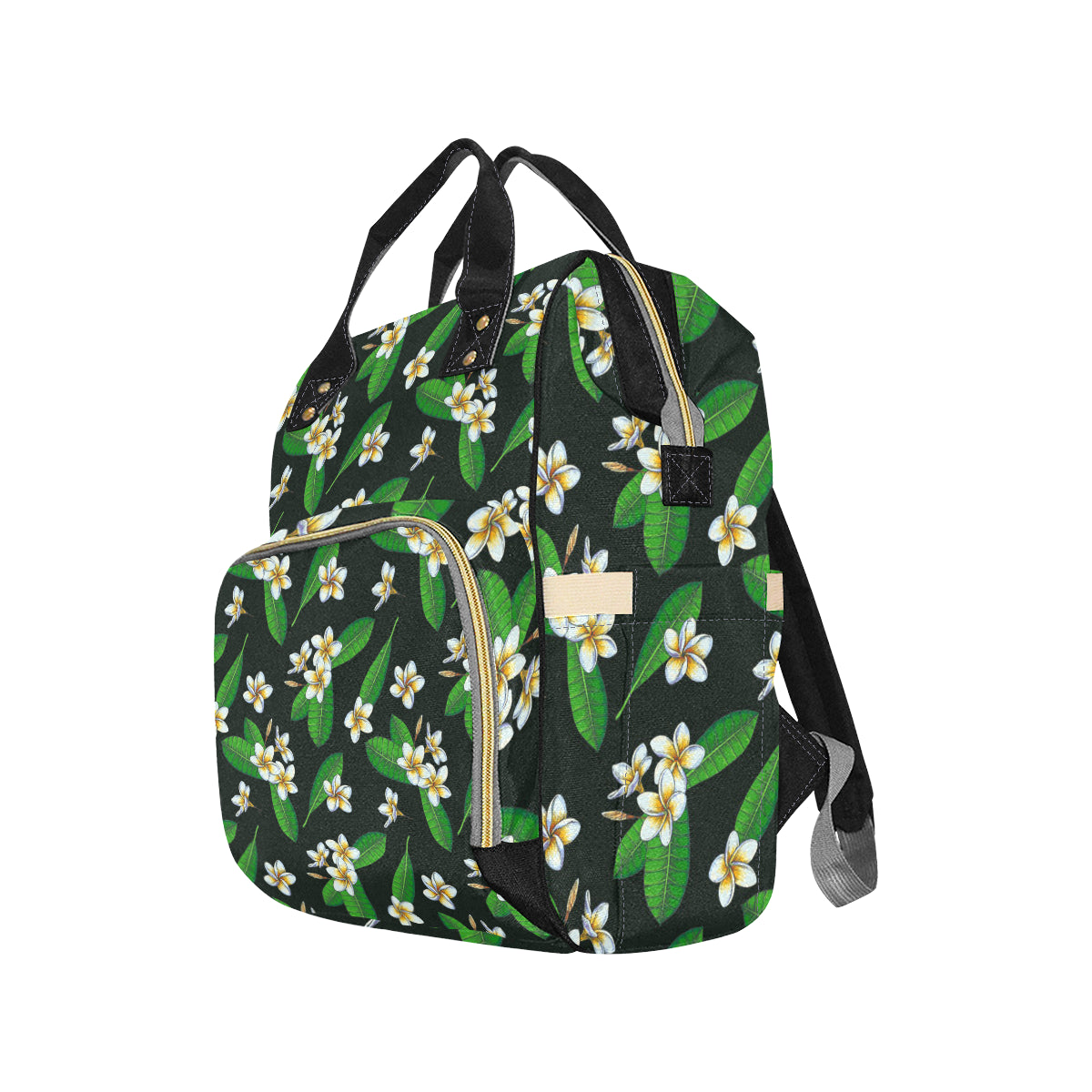 White Plumeria Pattern Print Design PM023 Diaper Bag Backpack