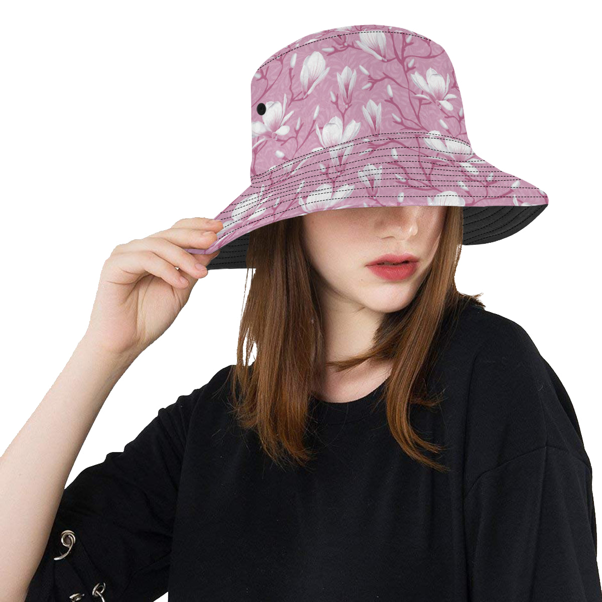 Magnolia Pattern Print Design MAG05 Unisex Bucket Hat