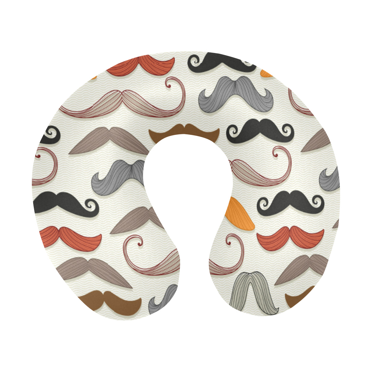Mustache Pattern Print Design A02 U-Shaped Travel Neck Pillow