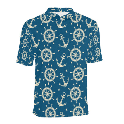 Anchor Pattern Print Design 01 Men Polo Shirt