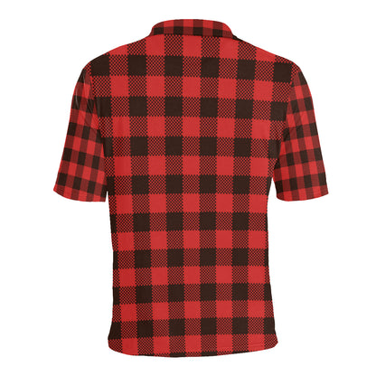 Buffalo check Red Pattern Print Design 05 Men Polo Shirt
