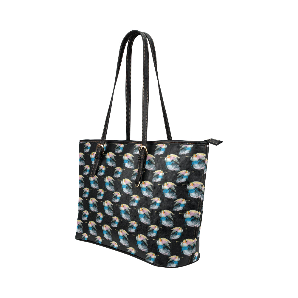 Angel with Wings Beautiful Design Print Leather Tote Bag