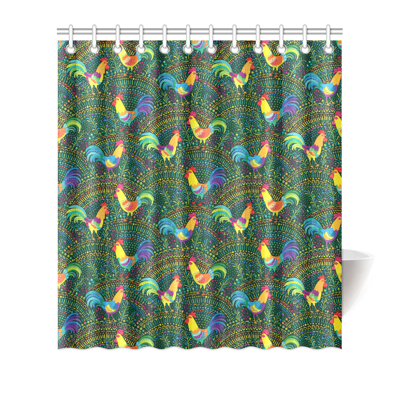 Rooster Pattern Print Design A01 Shower Curtain