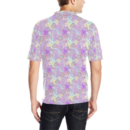 Unicorn Rainbow Star Heart Print Men Polo Shirt