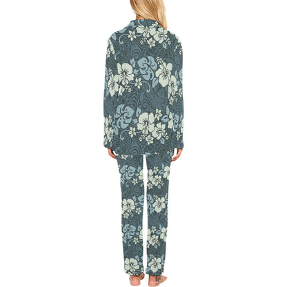 Flower Hawaiian Hibiscus Style Print Pattern Women's Long Pajama Set