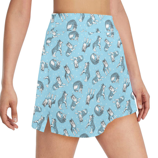 Wolf Design Print Pattern 17" Golf & Pickleball Skort with Pockets