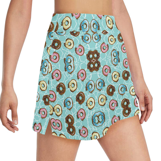Emoji Donut Print Pattern 17" Golf & Pickleball Skort with Pockets