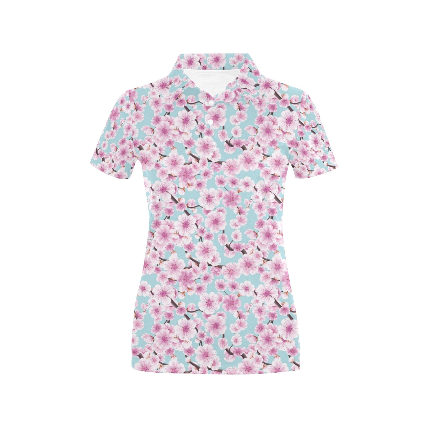 Cherry Blossom Pattern Print Design 01 Women's Polo Shirt