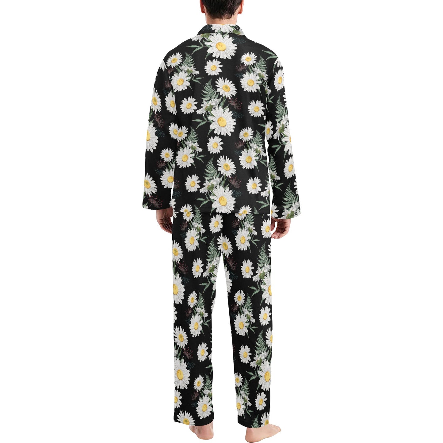 Daisy Pattern Print Design DS07 Men's Long Pajama Set