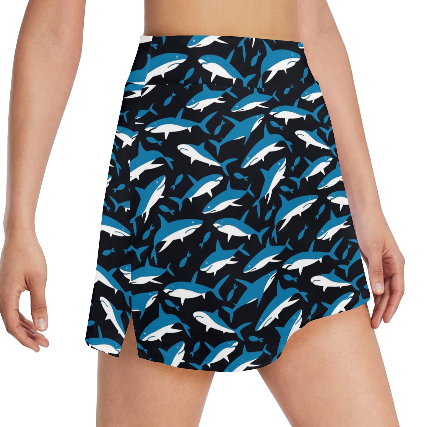 Shark Print Design LKS303 17" Golf & Pickleball Skort with Pockets