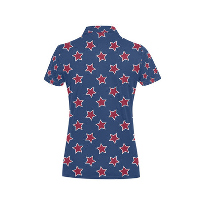 Star Red Blue Print Design LKS301 Women's Polo Shirt