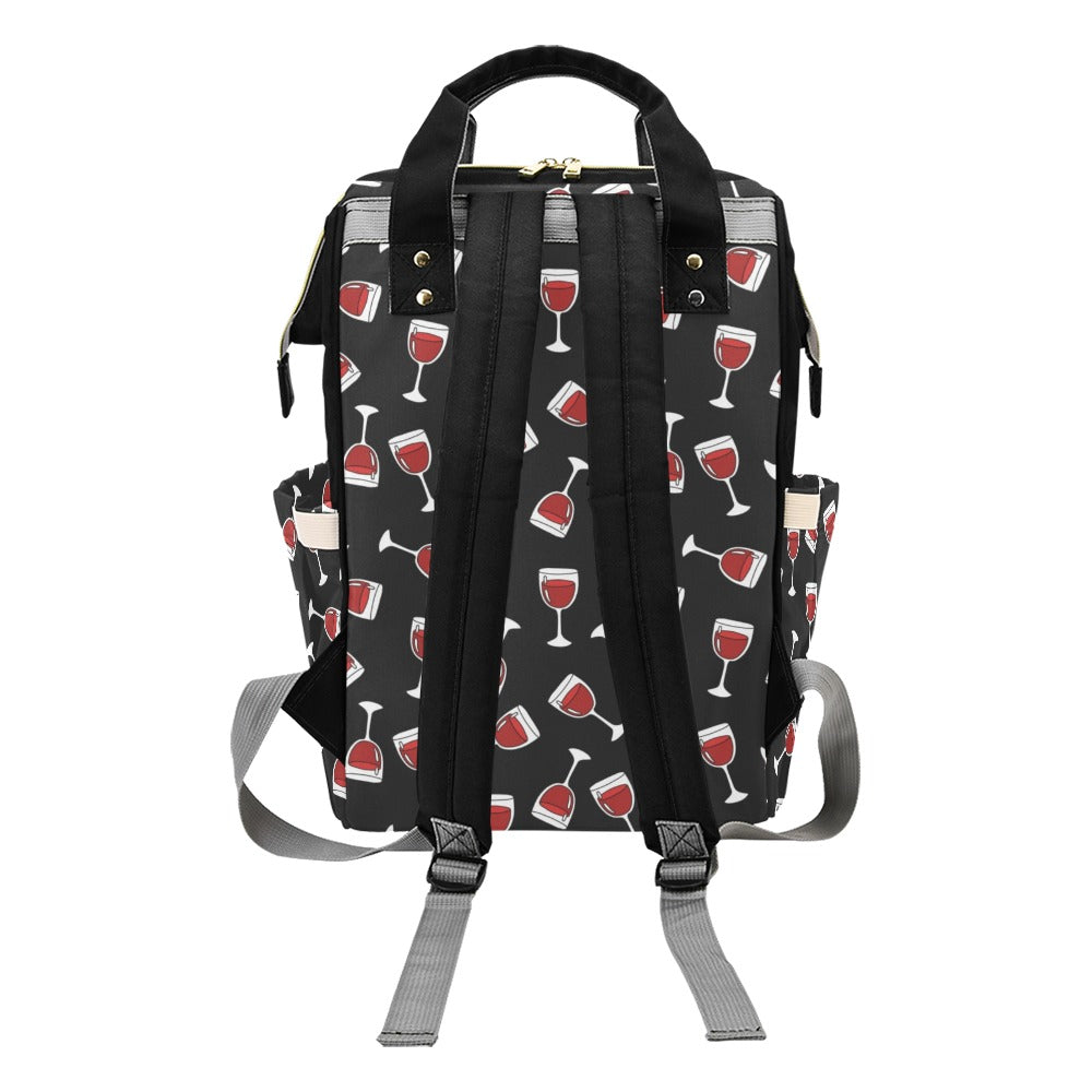 Wine Glass Print Design LKS303 Diaper Bag Backpack