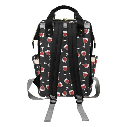Wine Glass Print Design LKS303 Diaper Bag Backpack